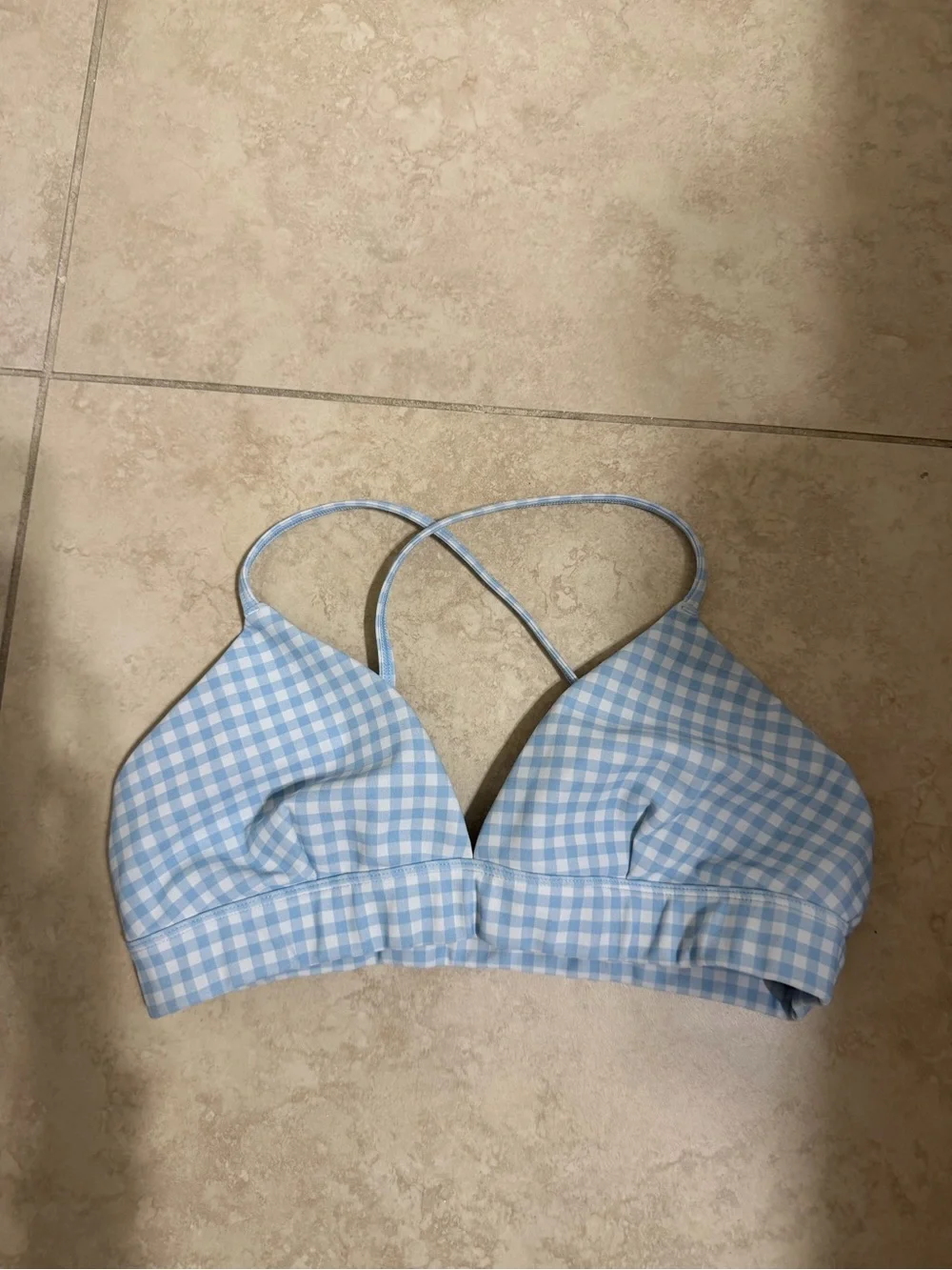 Alo Yoga Small Blue Skies Gingham Sports Bra. 💙⚡️